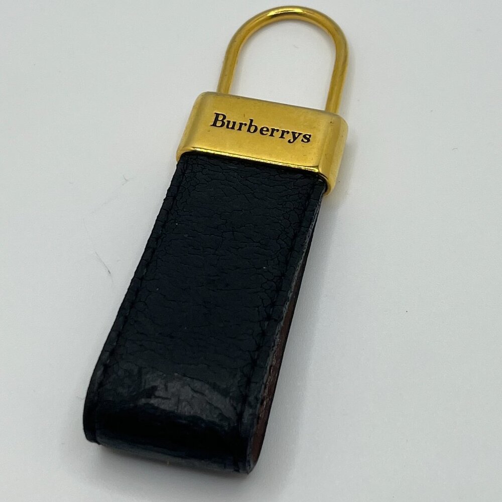 Vintage Burberrys Black Leather Key Chain